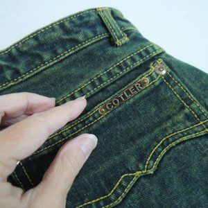 Mens Jeans 28 x 35 Dark Green/Loden Green Riveted 5 Pockets Vtg 70s - Cotler NEW